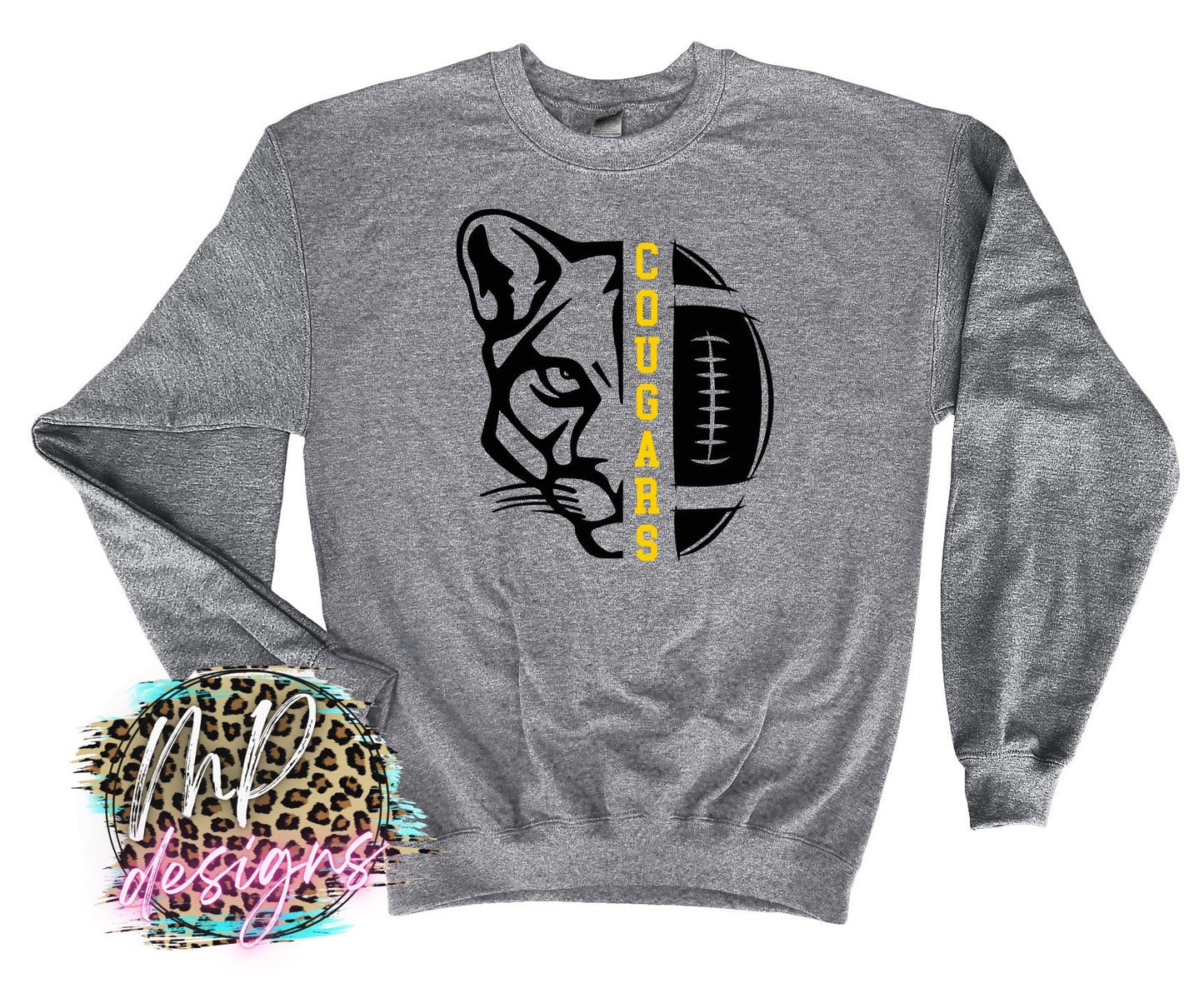 COUGARS MASCOT FOOTBALL YELLOW LONG SLEEVE/SWEATSHIRT