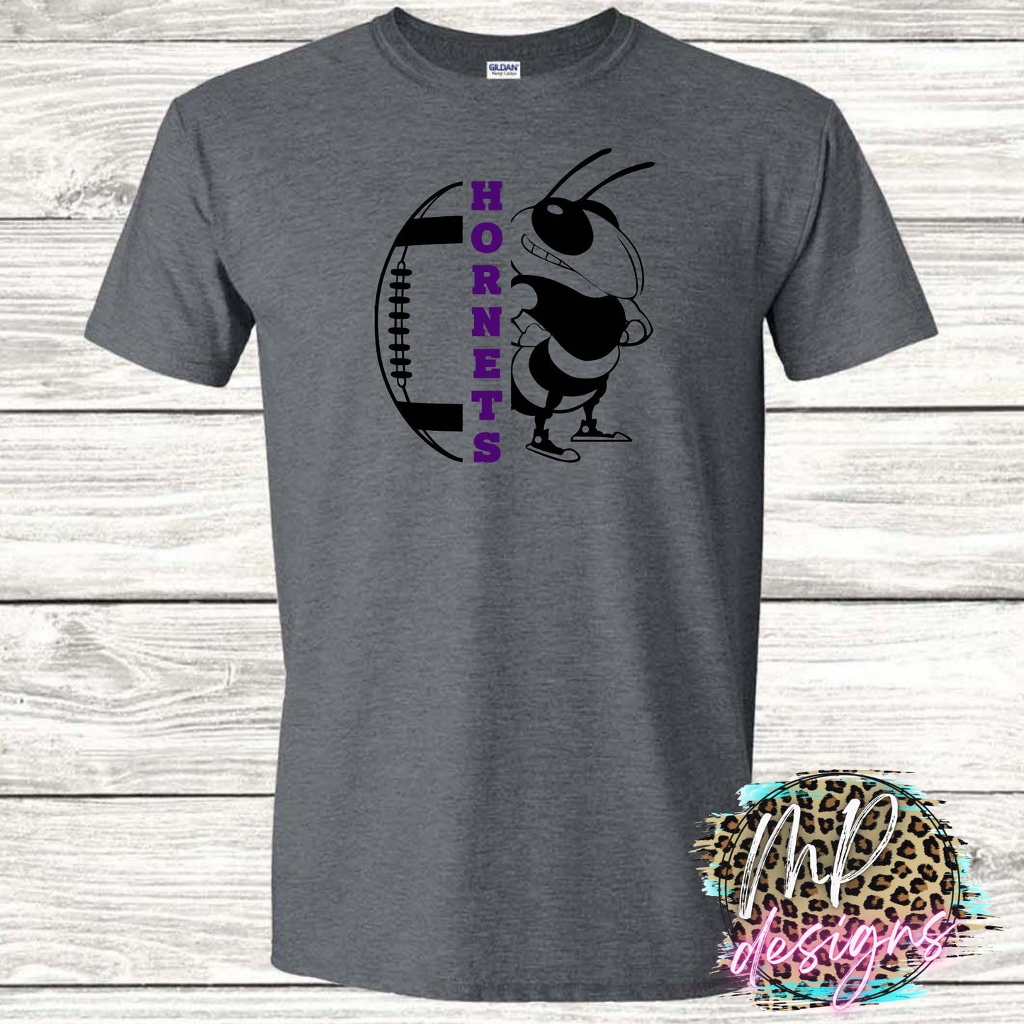 HORNETS MASCOT FOOTBALL PURPLE T-SHIRT