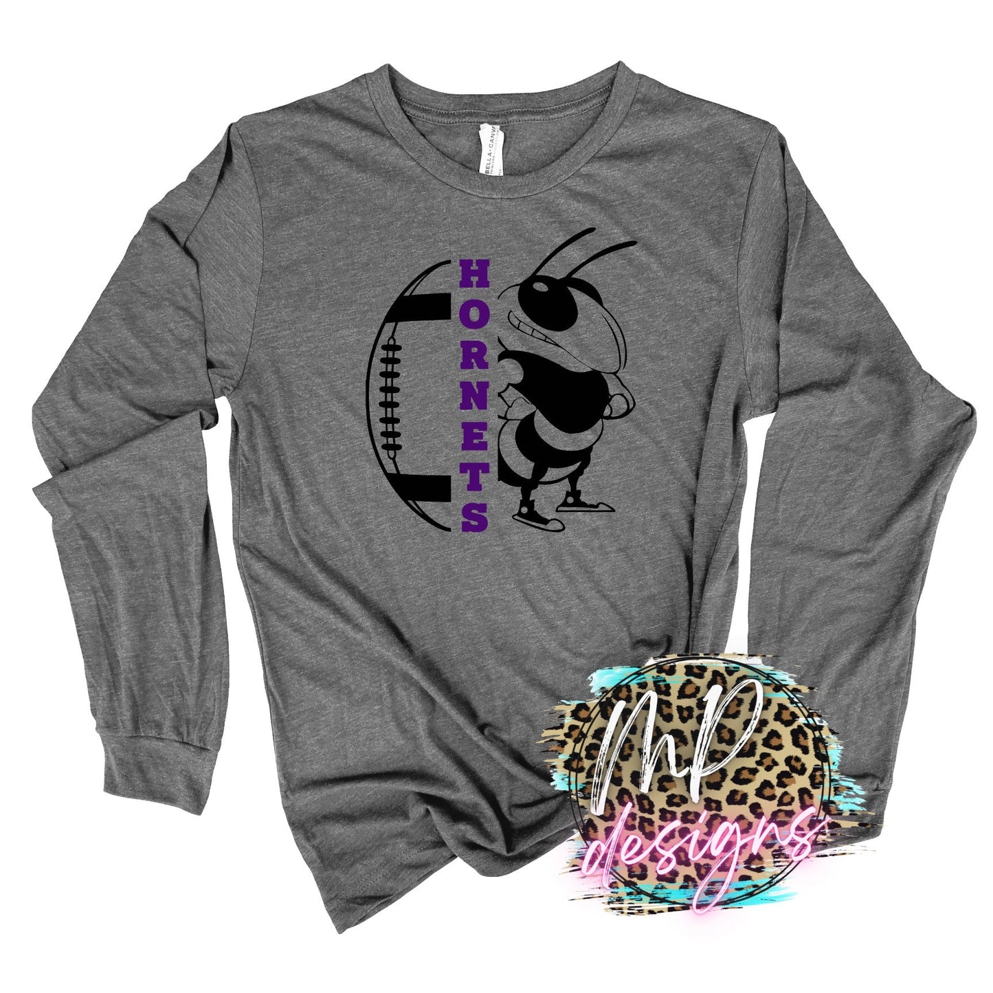 HORNETS MASCOT FOOTBALL PURPLE LONG SLEEVE/SWEATSHIRT