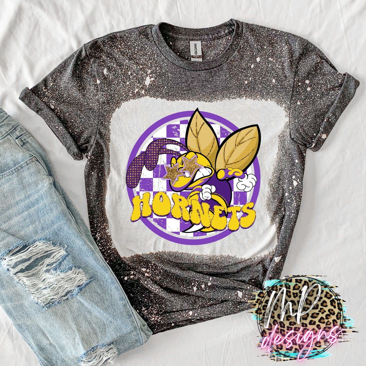 HORNETS PREPPY MASCOT PURPLE T-SHIRT