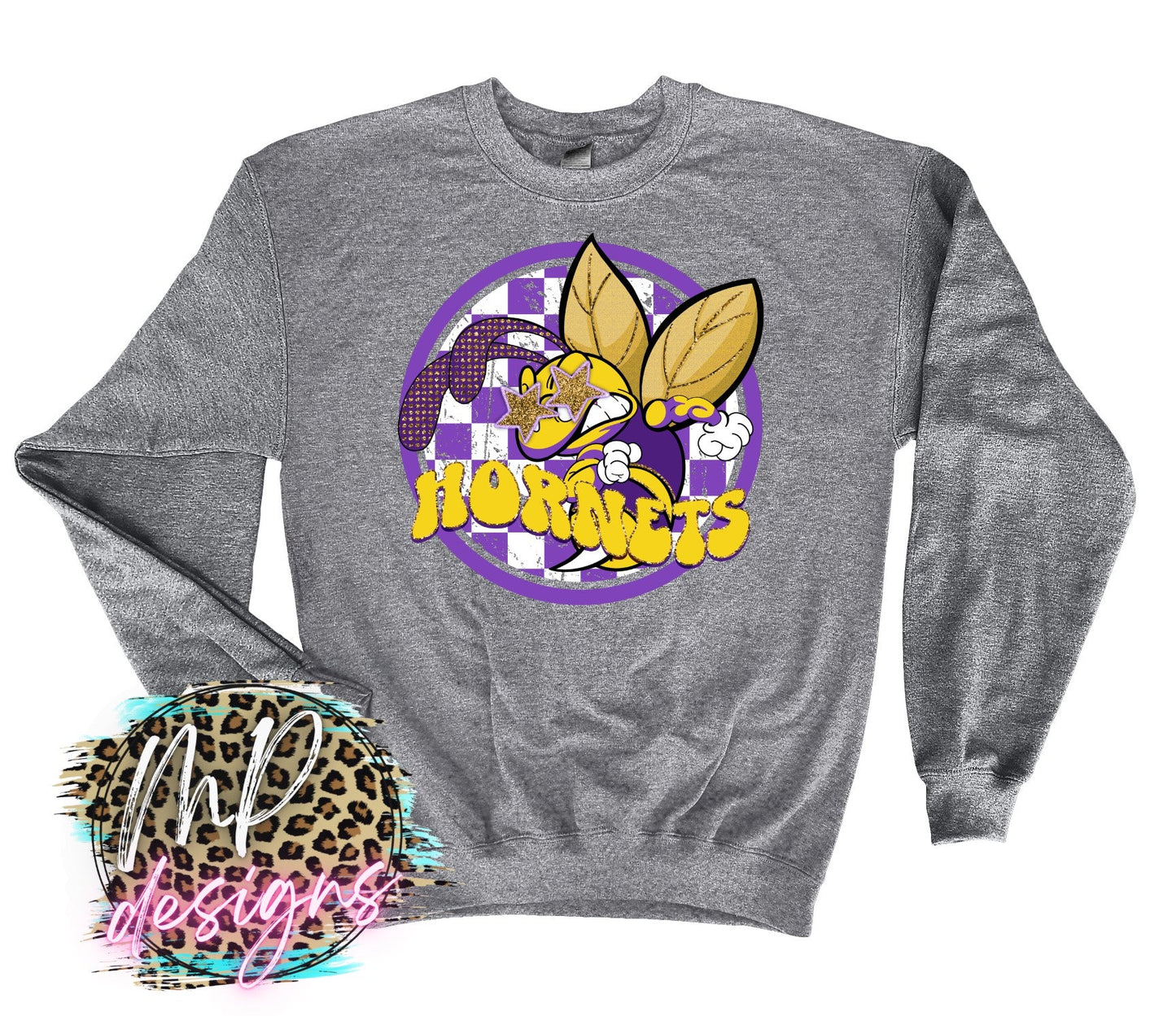 HORNETS PREPPY MASCOT PURPLE LONG SLEEVE/SWEATSHIRT