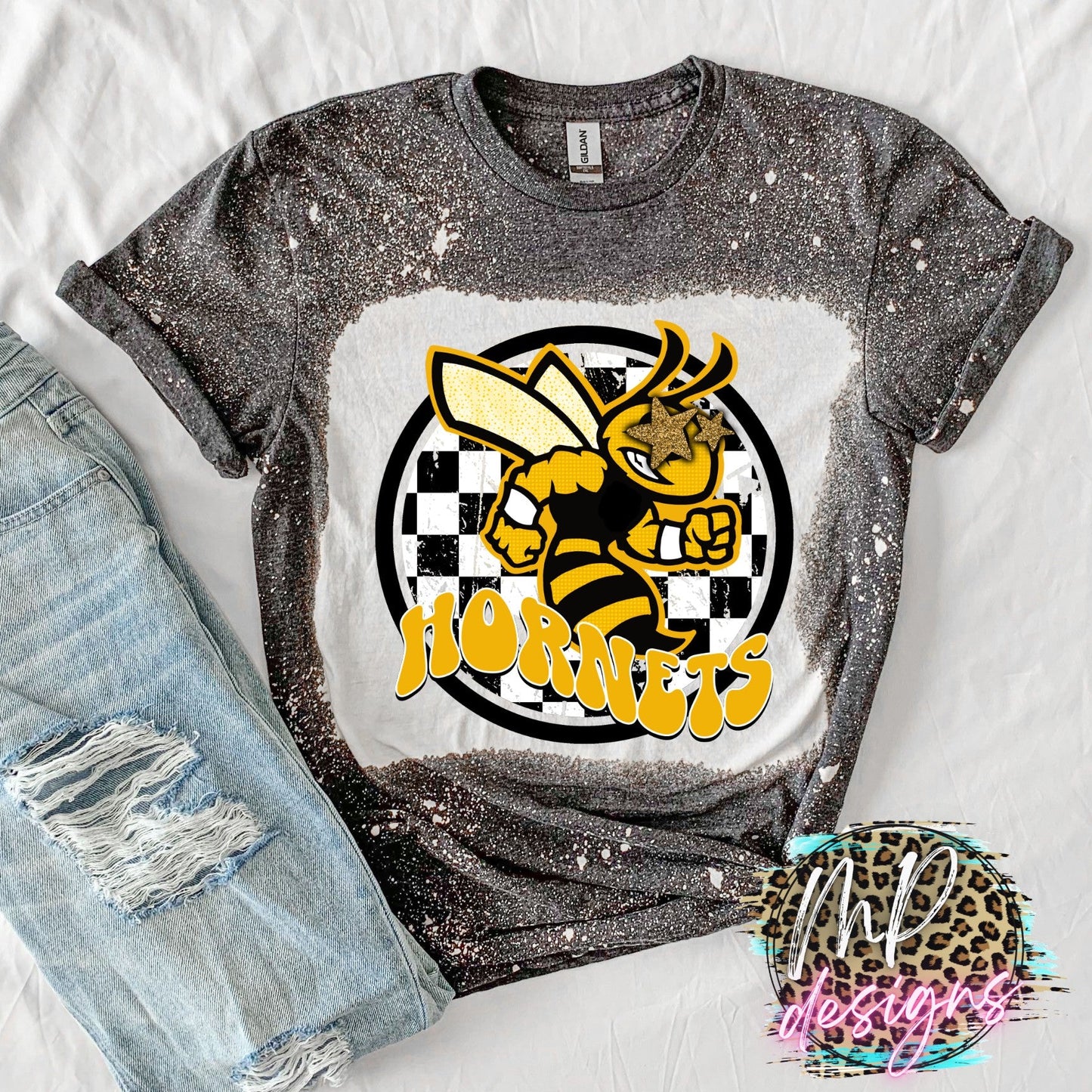 HORNETS PREPPY MASCOT GOLD T-SHIRT