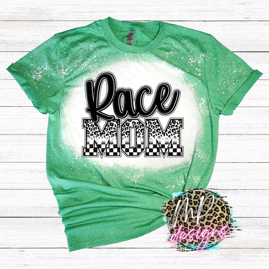 RACE MOM LEOPARD BLEACHED T-SHIRT