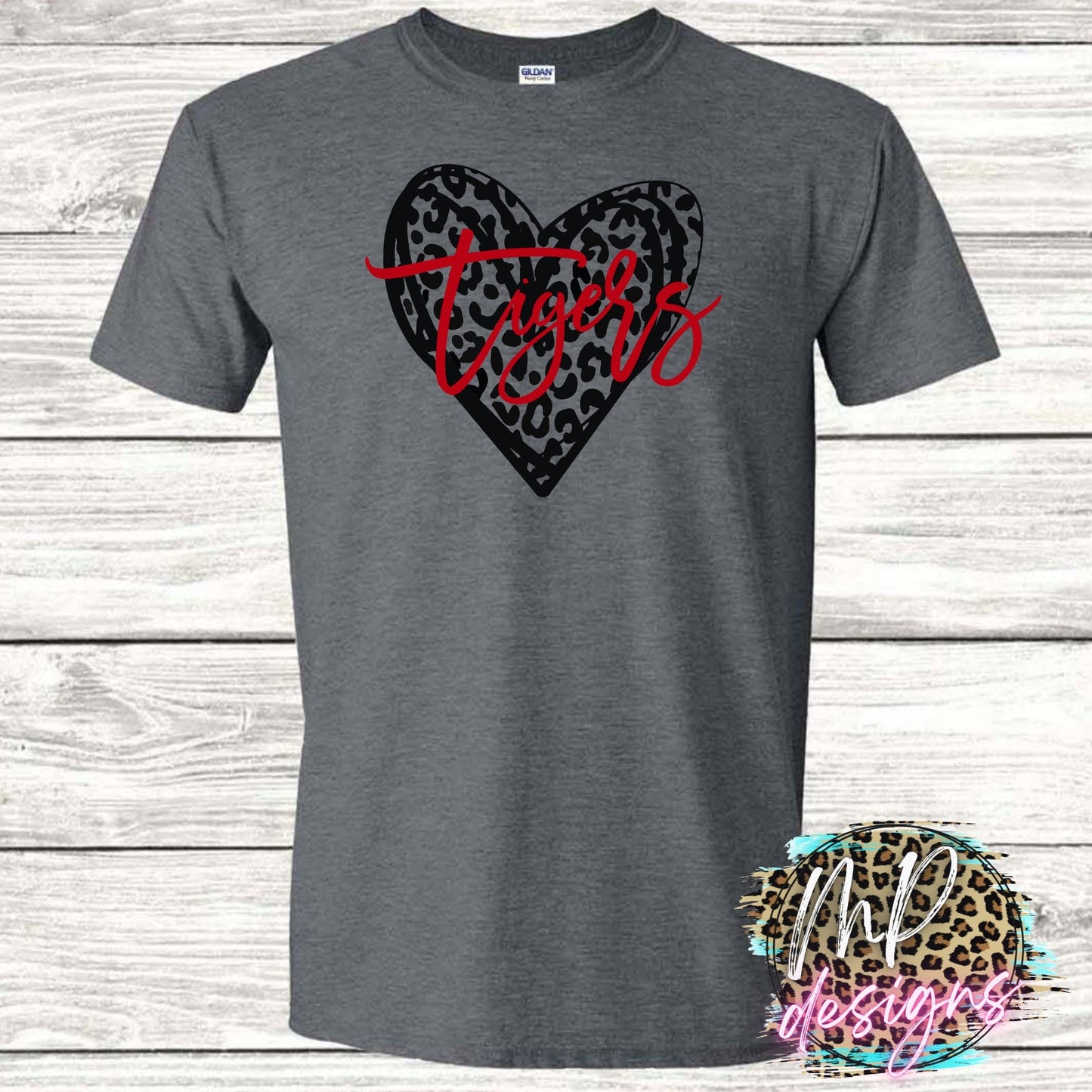 TIGERS LEOPARD HEART RED T-SHIRT