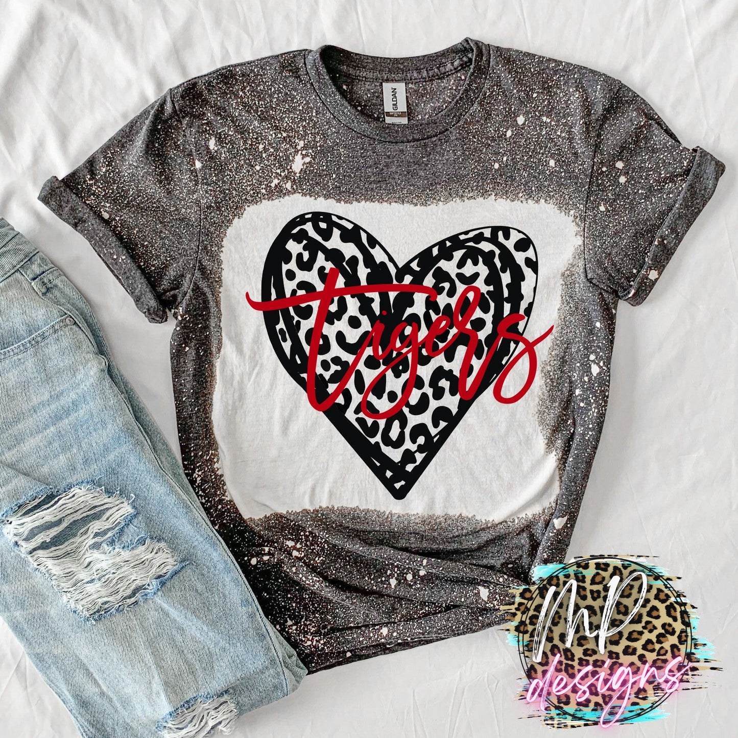 TIGERS LEOPARD HEART RED T-SHIRT