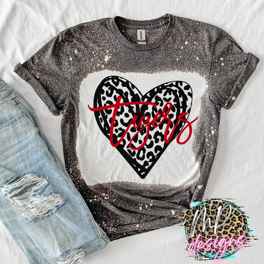 TIGERS LEOPARD HEART RED T-SHIRT