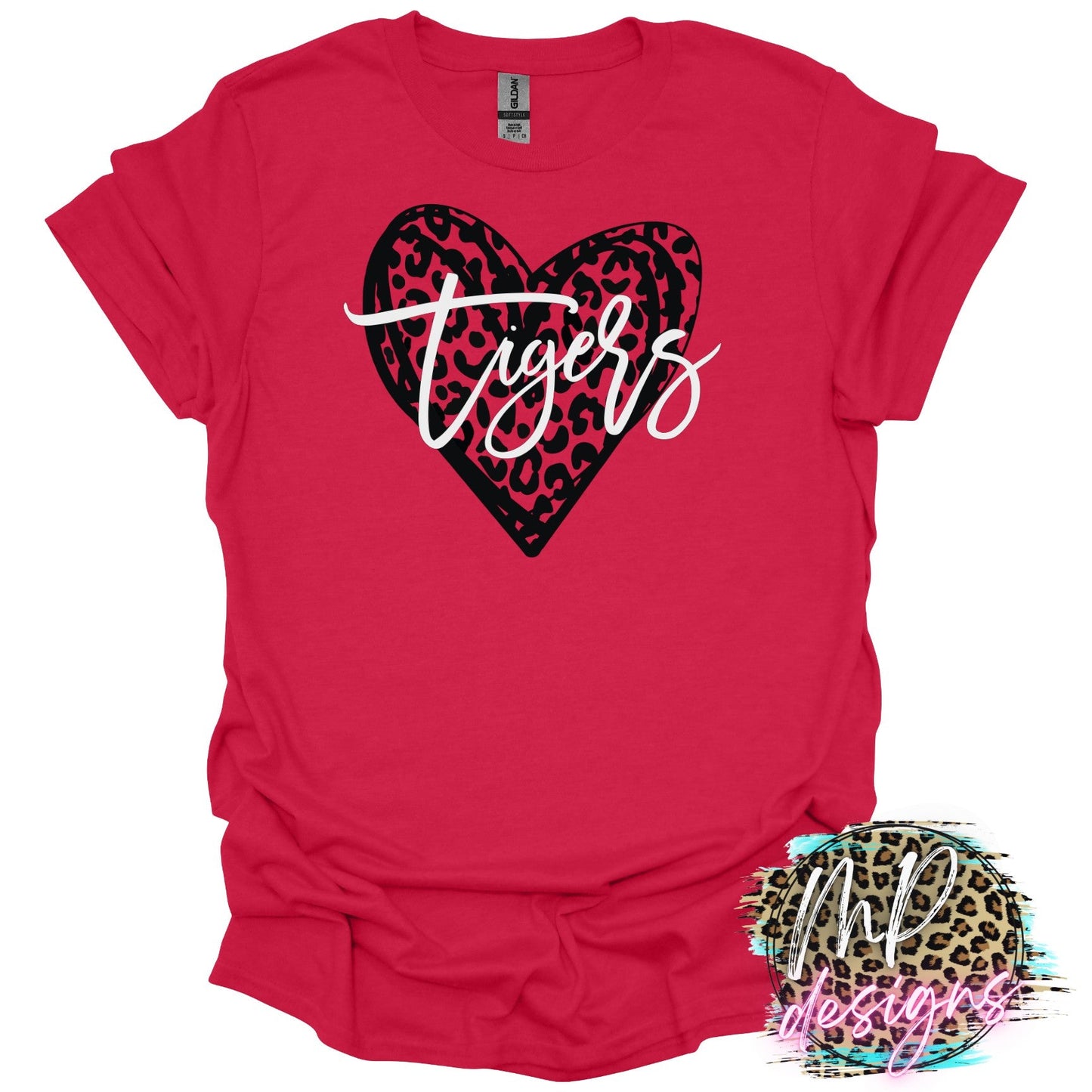TIGERS LEOPARD HEART RED T-SHIRT