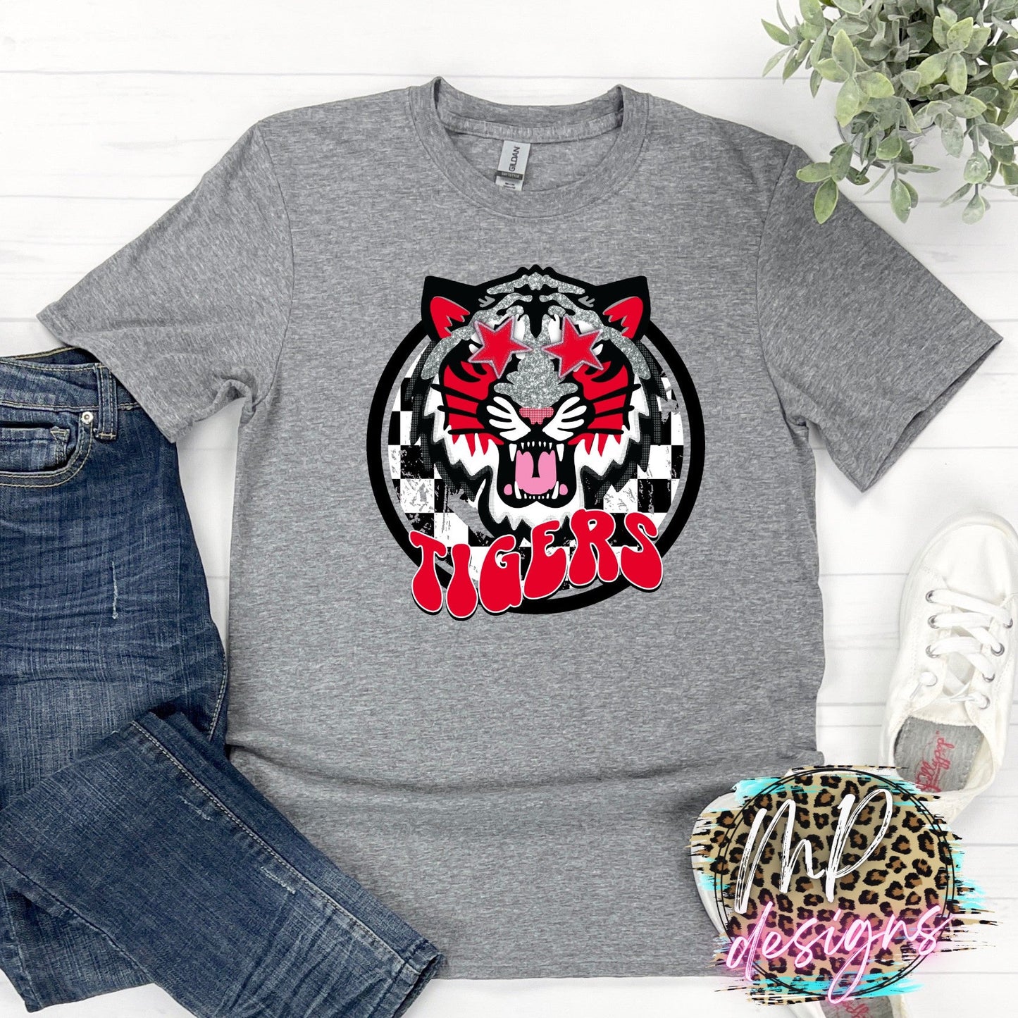 TIGERS PREPPY MASCOT RED T-SHIRT