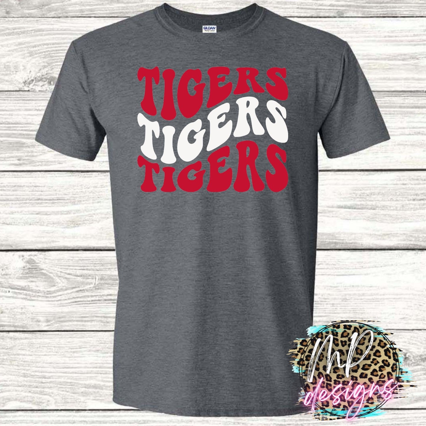 TIGERS WAVY RETRO RED T-SHIRT