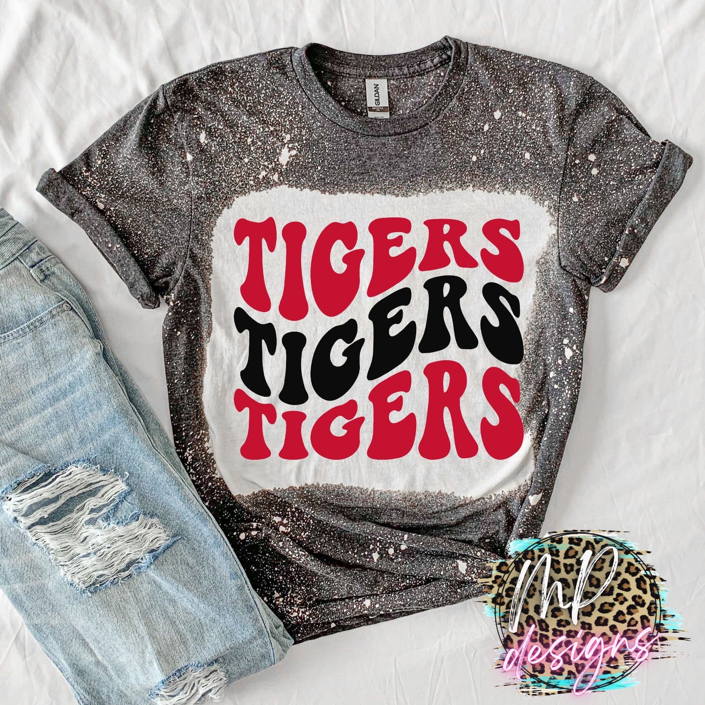 TIGERS WAVY RETRO RED T-SHIRT