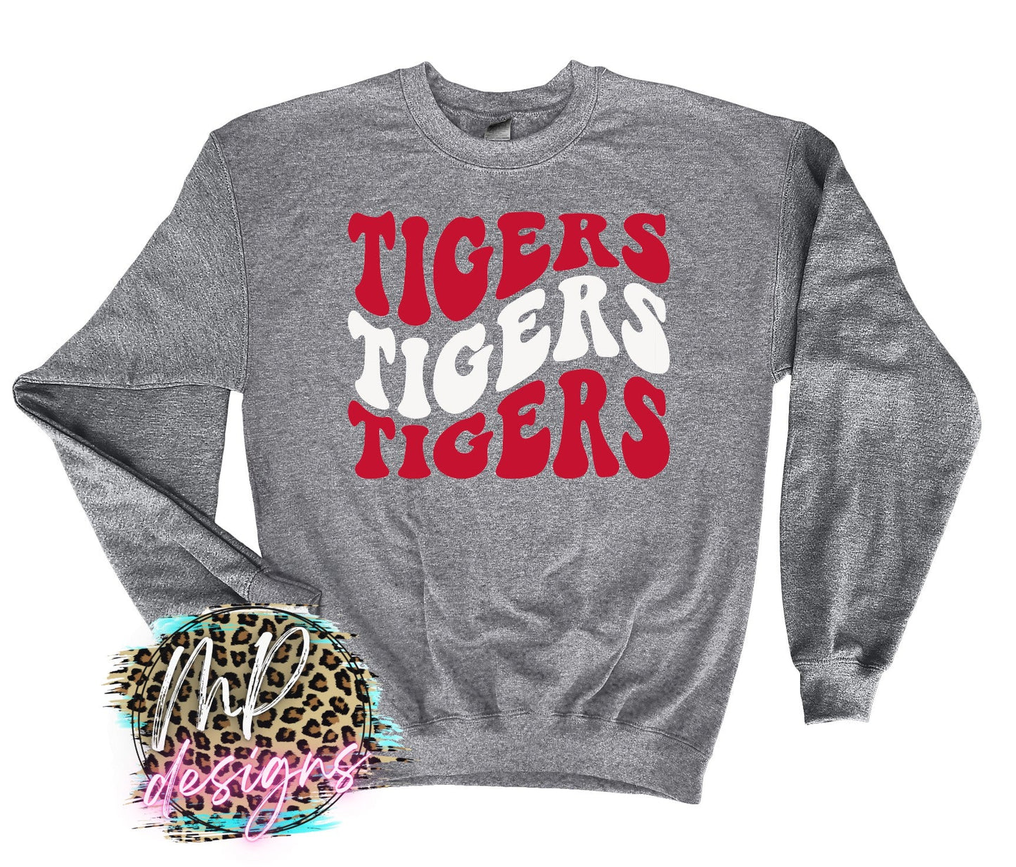 TIGERS WAVY RETRO RED LONG SLEEVE/SWEATSHIRT