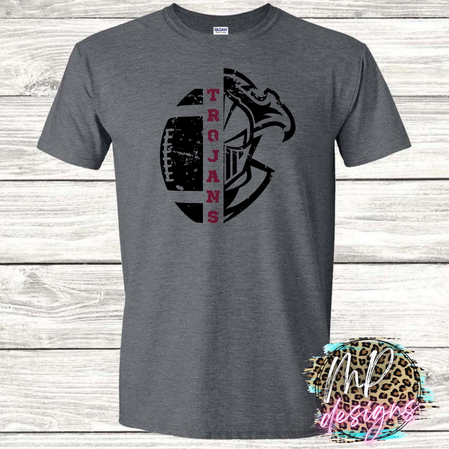 TROJANS MASCOT FOOTBALL MAROON T-SHIRT