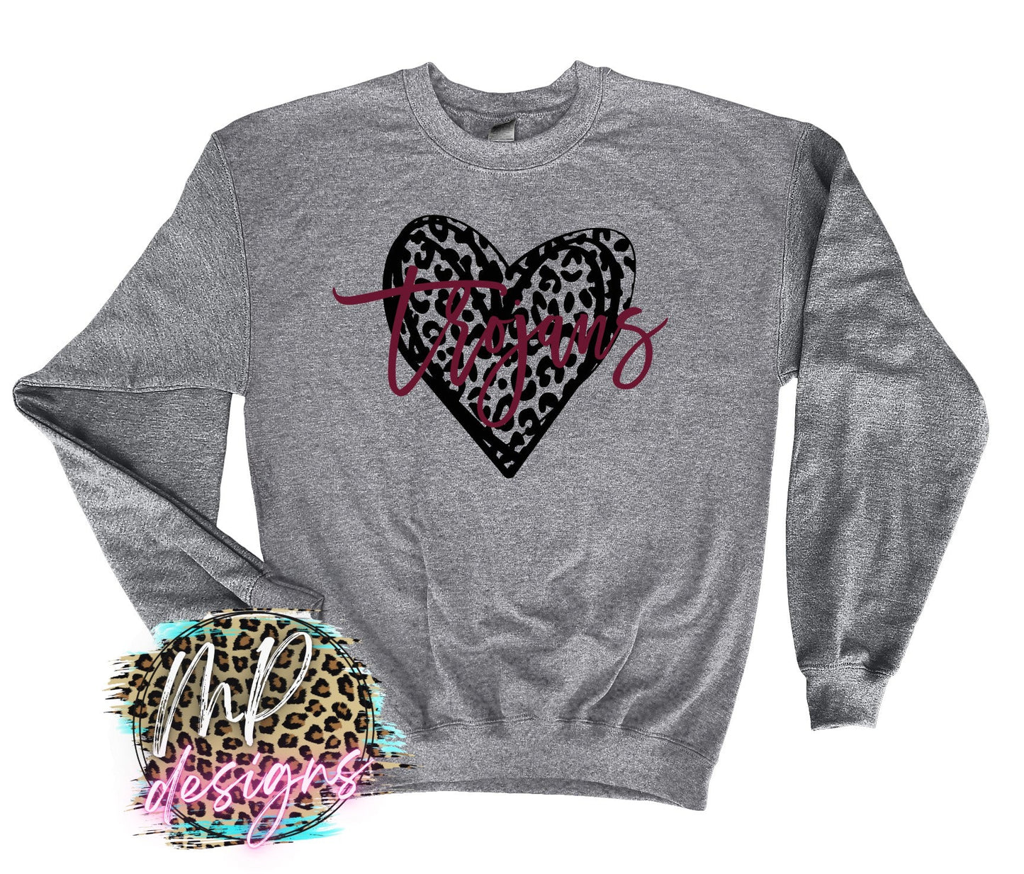 TROJANS LEOPARD HEART LONG SLEEVE/SWEATSHIRT
