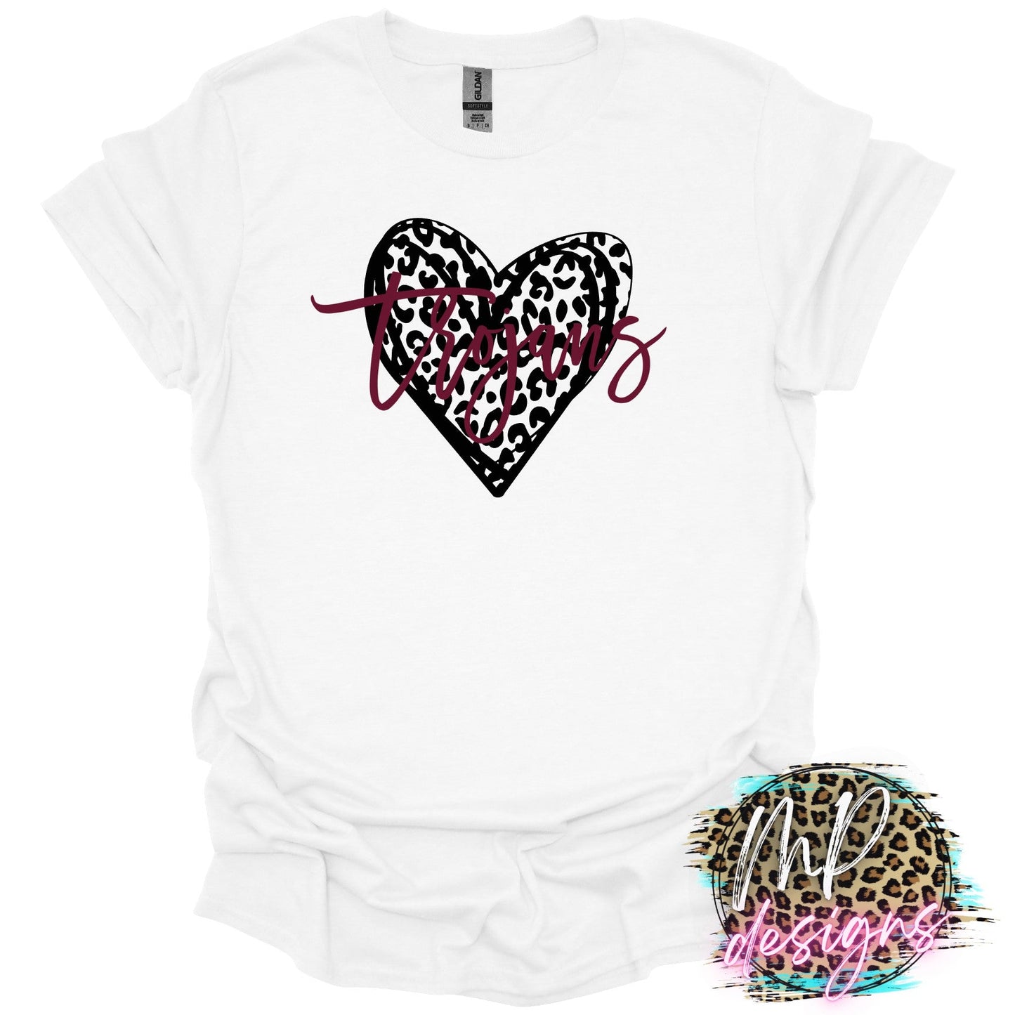 TROJANS LEOPARD HEART T-SHIRT