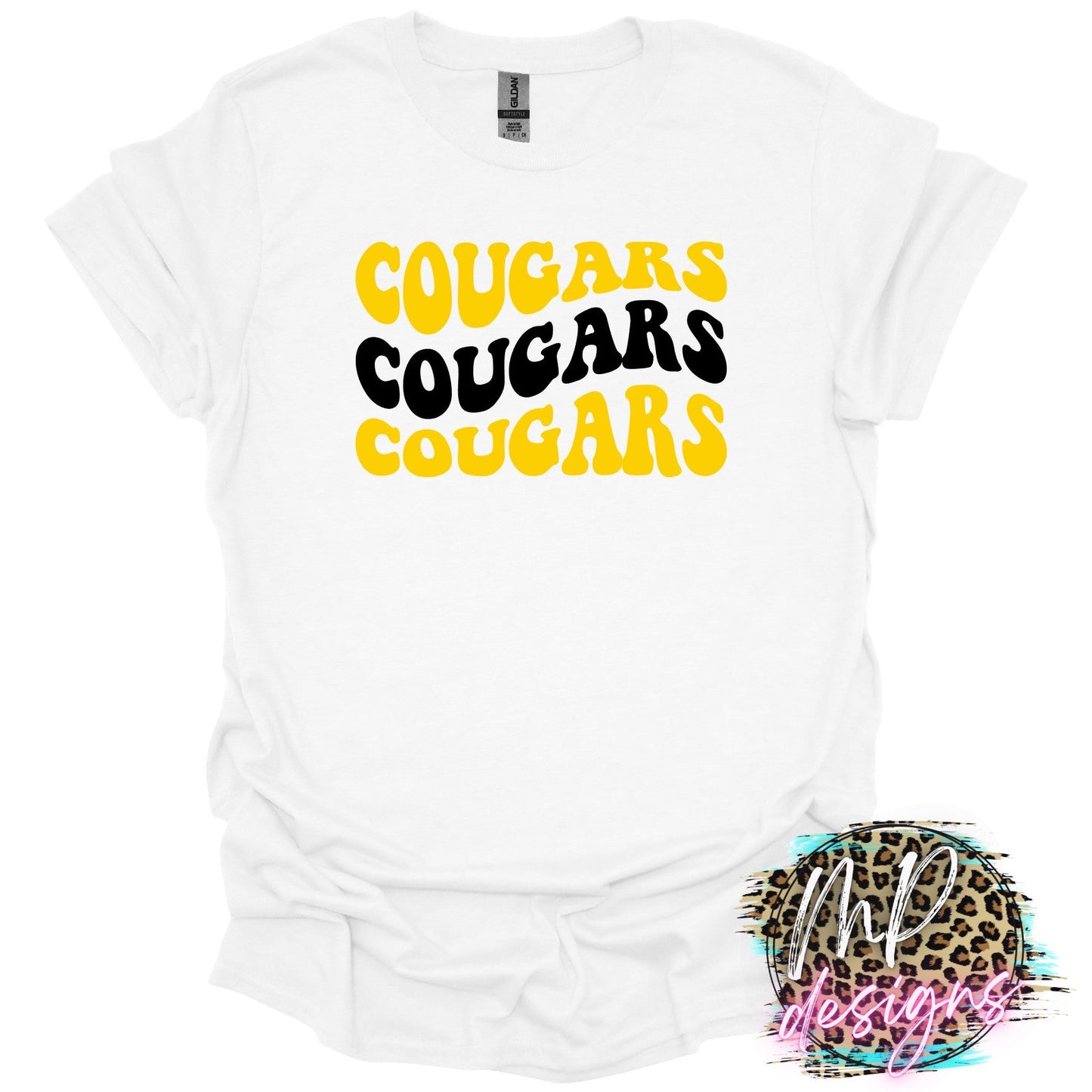 COUGARS WAVY RETRO YELLOW T-SHIRT