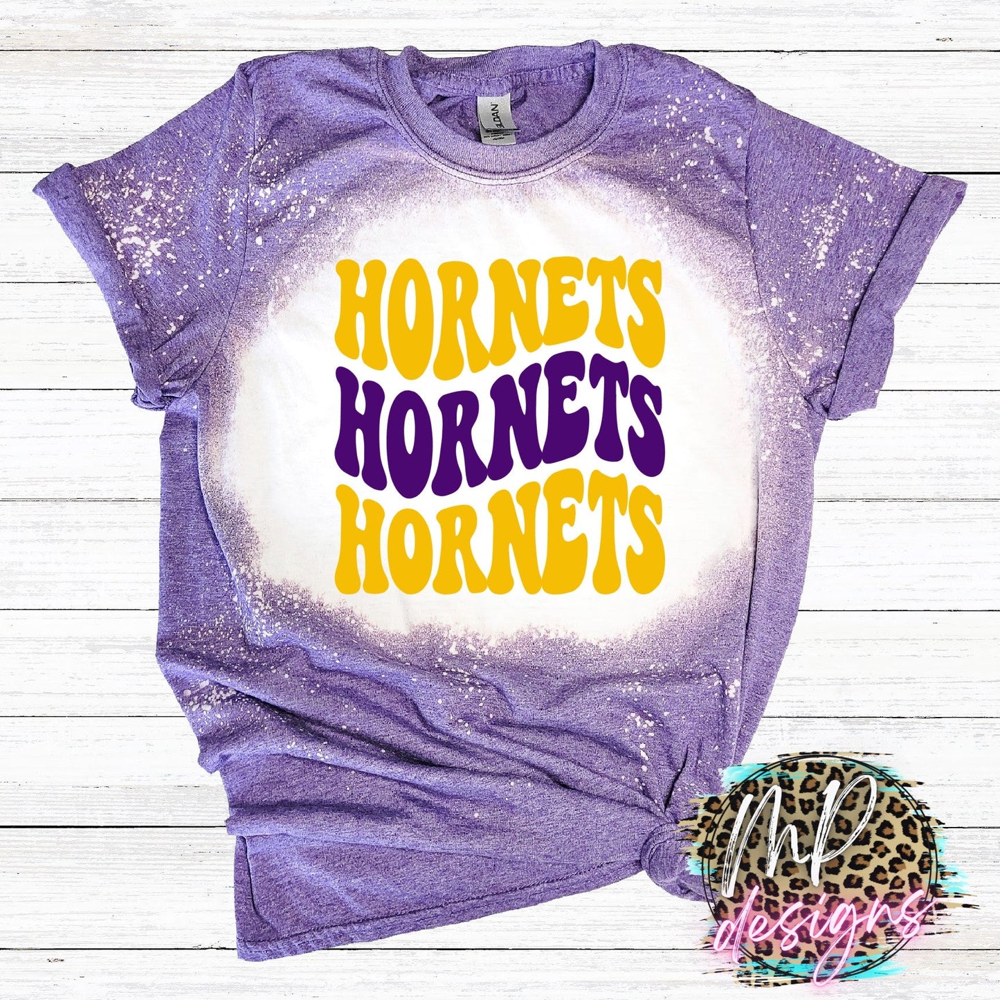 HORNETS WAVY RETRO PURPLE T-SHIRT