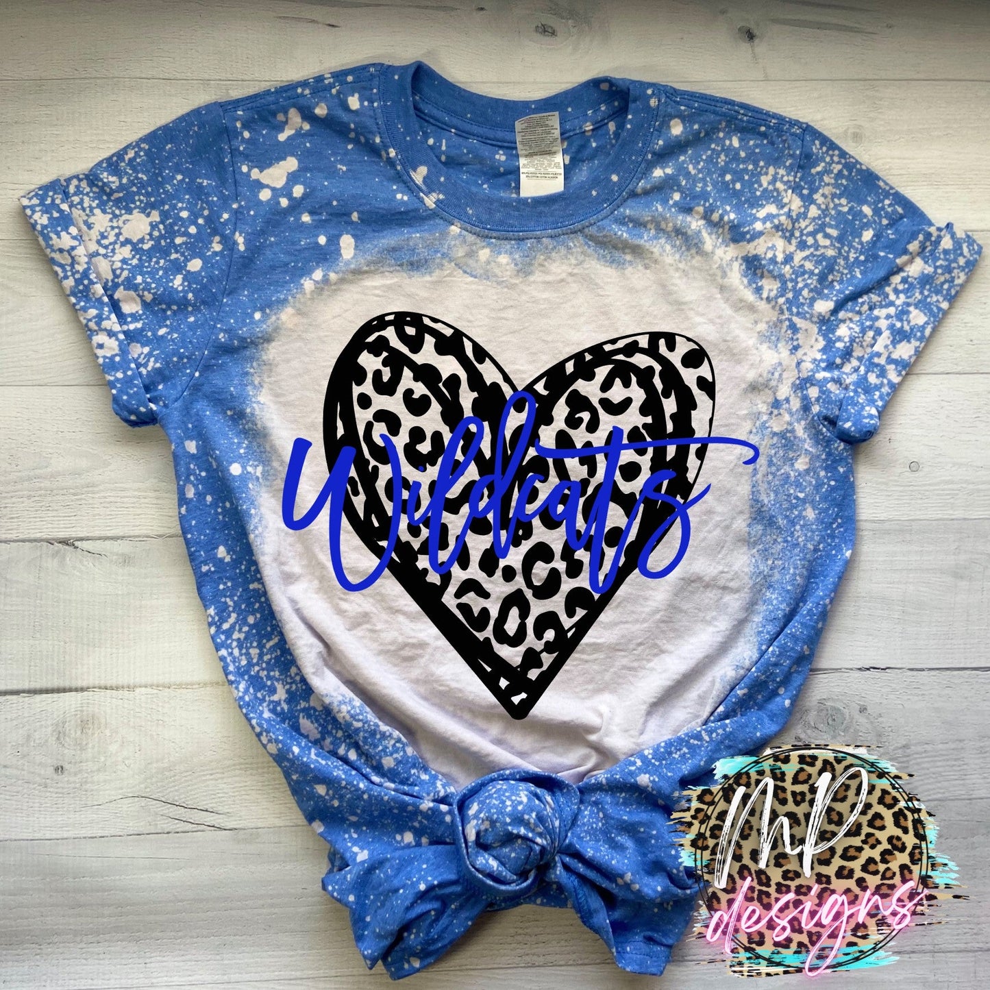 WILDCATS LEOPARD HEART ROYAL T-SHIRT