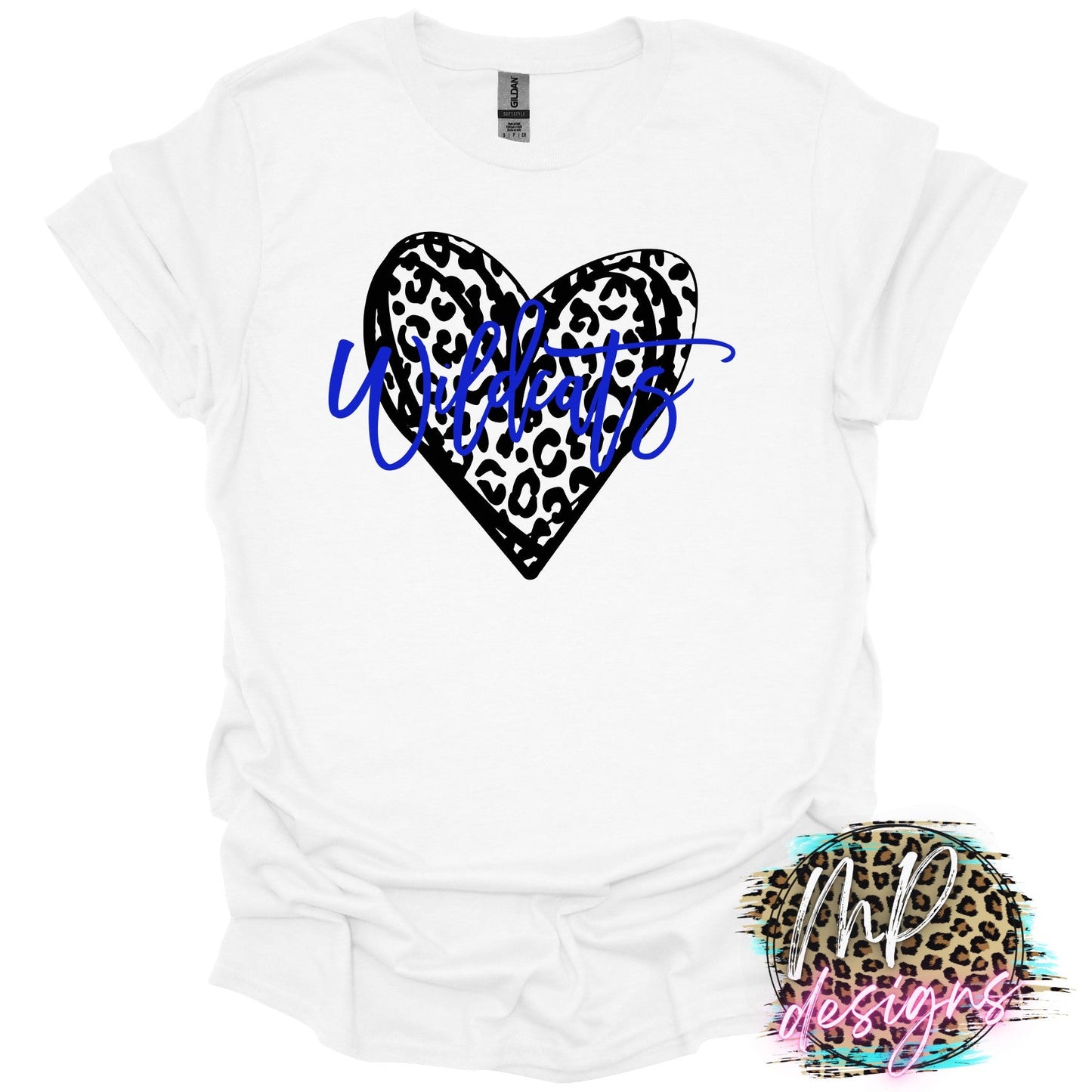 WILDCATS LEOPARD HEART ROYAL T-SHIRT