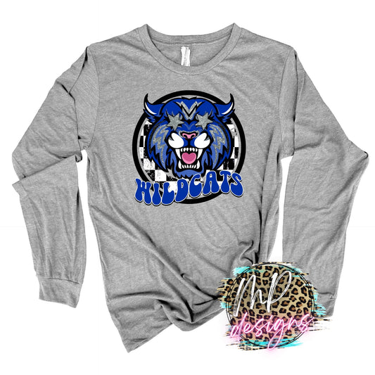 WILDCATS PREPPY MASCOT ROYAL LONG SLEEVE/SWEATSHIRT
