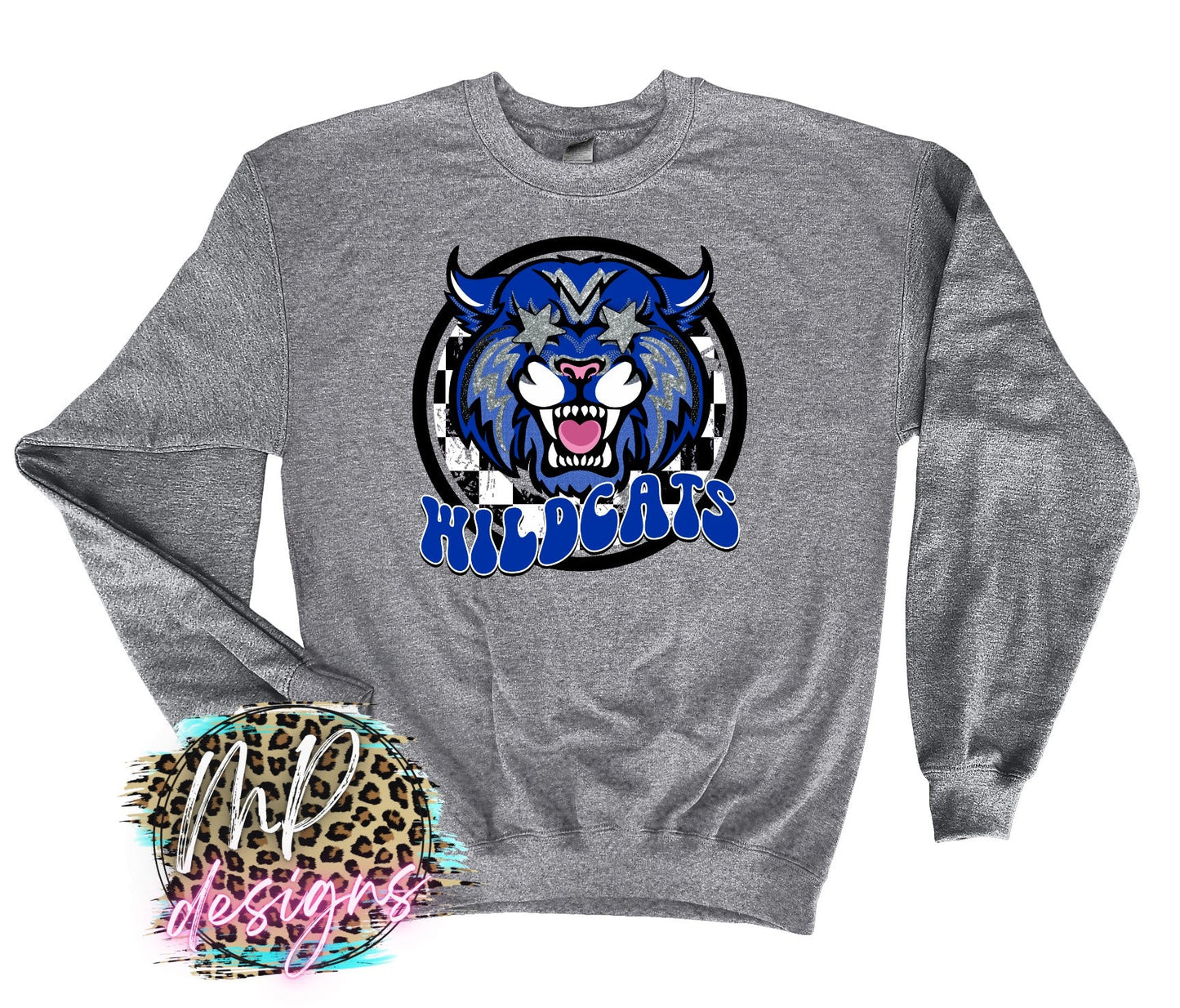 WILDCATS PREPPY MASCOT ROYAL LONG SLEEVE/SWEATSHIRT