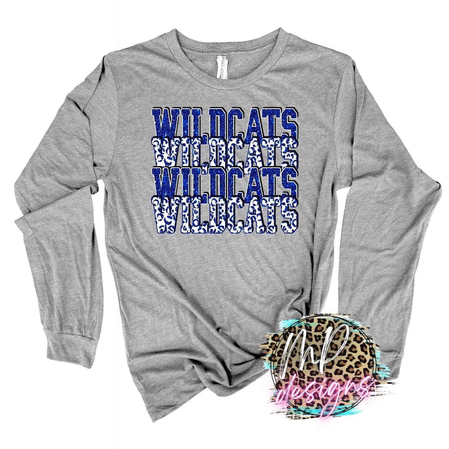 WILDCATS STACKED GLITTER ROYAL LONG SLEEVE/SWEATSHIRT