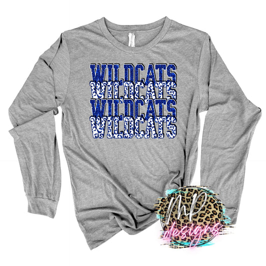 WILDCATS STACKED GLITTER ROYAL LONG SLEEVE/SWEATSHIRT