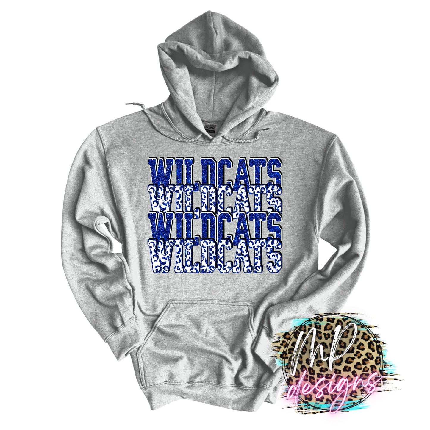WILDCATS STACKED GLITTER ROYAL LONG SLEEVE/SWEATSHIRT